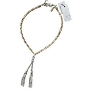 White House Black Market silver lariat chocker necklace NWT